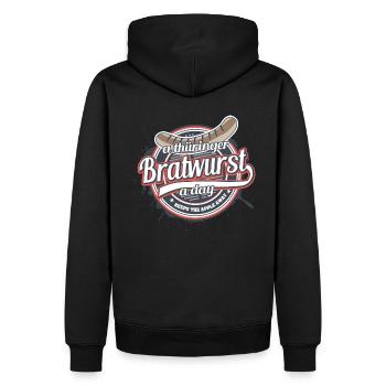 Une thüringer Bratwurst par jour éloigne la pomme - Sweat à capuche Premium bio Homme - noir - Dos - Nico (187cm)