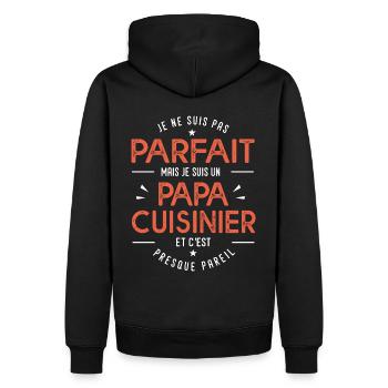 papa cuisinier cadeau cool papa - Sweat à capuche Premium bio Homme - noir - Dos - Nico (187cm)