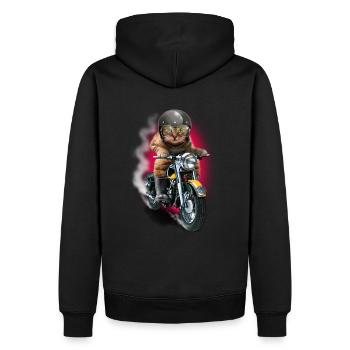 CAT RIDER - Männer Premium Bio Hoodie - Schwarz - Hinten - Nico (187cm)