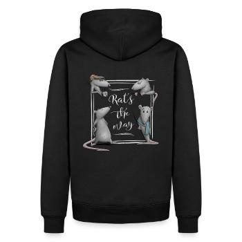 Rat’s The Way Kaffeehaus-Style Ratten Wortspiel - Männer Premium Bio Hoodie - Schwarz - Hinten - Nico (187cm)