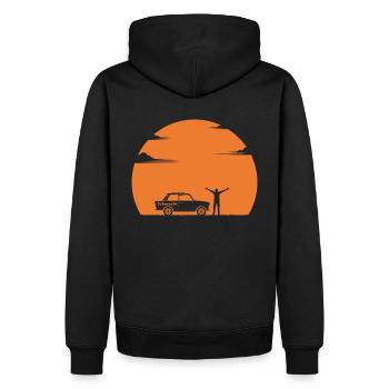 Sunset ( Edition) - Men’s Premium Organic Hoodie - black - Back - Nico (187cm)
