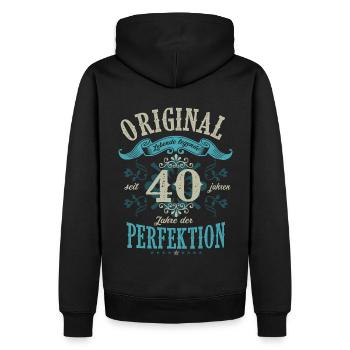 lebende legende seit 40 jahren, geschenk zum 40 - Männer Premium Bio Hoodie - Schwarz - Hinten - Nico (187cm)
