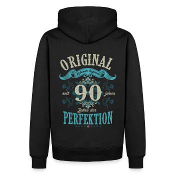seit 90 Jahren lebende legende geschenk zum 90 - Männer Premium Bio Hoodie - Schwarz - Hinten - Nico (187cm)