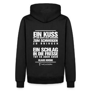 Kinski mein Held - Männer Premium Bio Hoodie - Schwarz - Hinten - Nico (187cm)