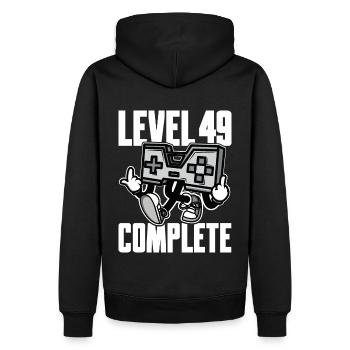 Niveau 49 Cadeau d’anniversaire complet 49 ans - Sweat à capuche Premium bio Homme - noir - Dos - Nico (187cm)
