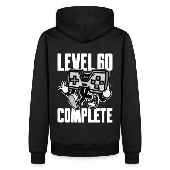 Niveau 60 Cadeau d’anniversaire complet 60 ans - Sweat à capuche Premium bio Homme - noir - Dos - Nico (187cm)