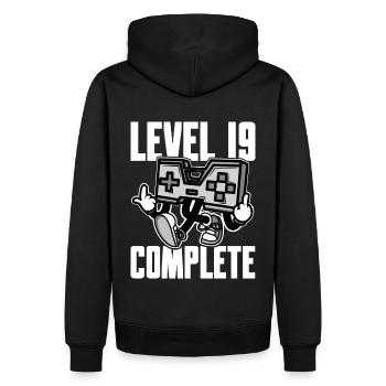 Level 19 Complete Birthday Gift 19 Years - Men’s Premium Organic Hoodie - black - Back - Nico (187cm)