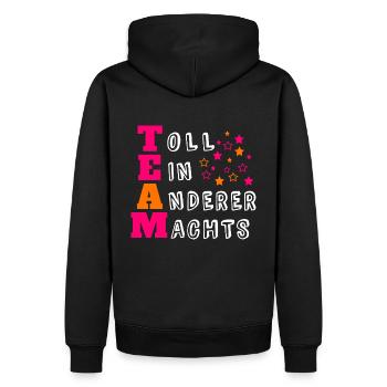 Team - Männer Premium Bio Hoodie - Schwarz - Hinten - Nico (187cm)