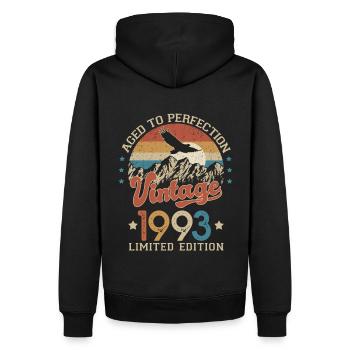 1993 Humour anniversaire 30 ans âge perfection - Sweat à capuche Premium bio Homme - noir - Dos - Nico (187cm)