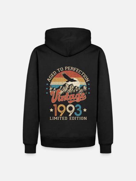 1993 Humor verjaardag 30 jaar leeftijd perfectie - Mannen Premium Bio hoodie - zwart
