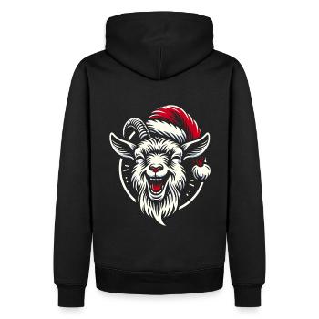 Drôle de chèvre de Noël avec chapeau de Père Noël - Sweat à capuche Premium bio Homme - noir - Dos - Nico (187cm)