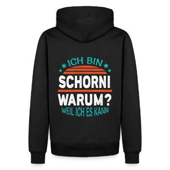 Schornsteinfeger Geschenk Spruch Schorni - Männer Premium Bio Hoodie - Schwarz - Hinten - Nico (187cm)