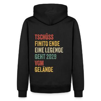 Rentner Rente 2029 Sprüche Ruhestand Geschenk - Männer Premium Bio Hoodie - Schwarz - Hinten - Nico (187cm)