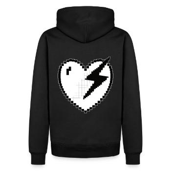 Herz Blitz Pixel Gamer Geschenk - Männer Premium Bio Hoodie - Schwarz - Hinten - Nico (187cm)