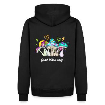 Good vibes only - Männer Premium Bio Hoodie - Schwarz - Hinten - Nico (187cm)