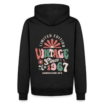 1967 Anniversaire 1967 vintage - Sweat à capuche Premium bio Homme - noir - Dos - Nico (187cm)