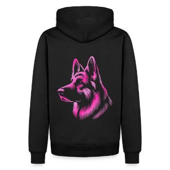 German Shepherd head pink - Men’s Premium Organic Hoodie - black - Back - Nico (187cm)