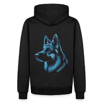 German Shepherd Head Blue - Men’s Premium Organic Hoodie - black - Back - Nico (187cm)