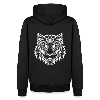 Tigre biomécanique - Design blanc - Sweat à capuche Premium bio Homme - noir - Dos - Nico (187cm)