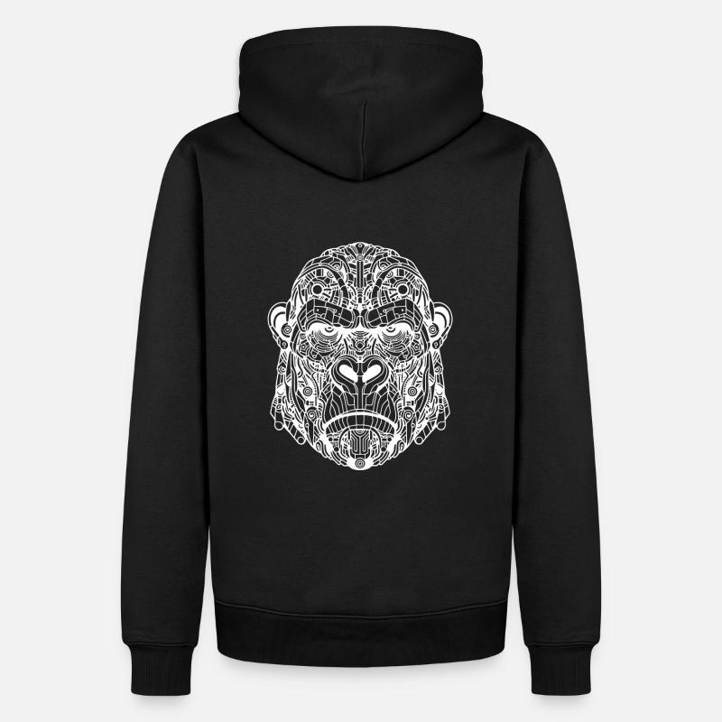 Gorille biomécanique - Design blanc - Sweat à capuche Premium bio Homme - noir