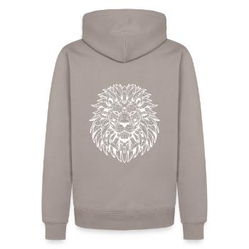 Biomechanical Lion - White Design - Men’s Premium Organic Hoodie - taupe - Back - Nico (187cm)