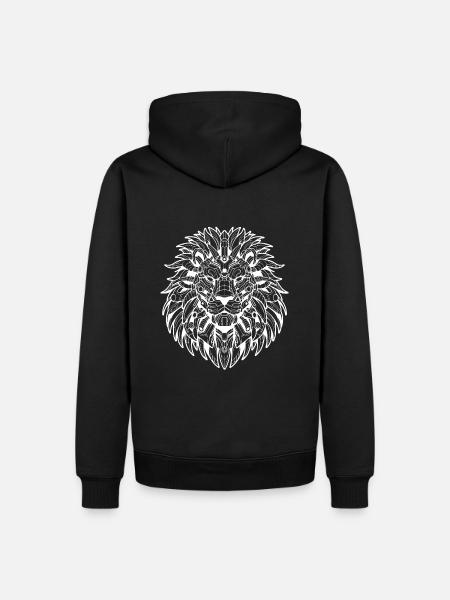 Biomechanical Lion - White Design - Men’s Premium Organic Hoodie - black