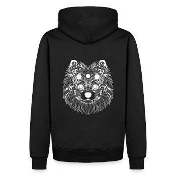 Poméranien abstrait - Design blanc - Sweat à capuche Premium bio Homme - noir - Dos - Nico (187cm)