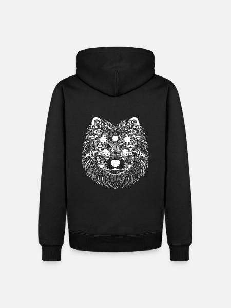 Abstract Pomeranian - White Design - Men’s Premium Organic Hoodie - black
