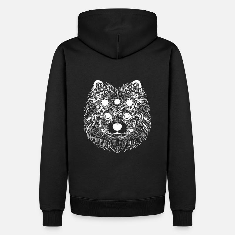 Poméranien abstrait - Design blanc - Sweat à capuche Premium bio Homme - noir