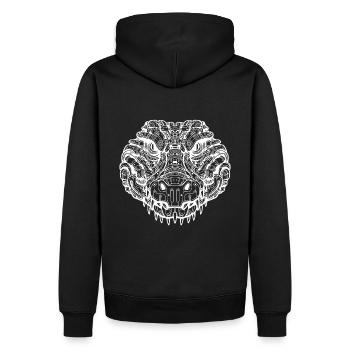 Biomechanical Crocodile - White Design - Men’s Premium Organic Hoodie - black - Back - Nico (187cm)