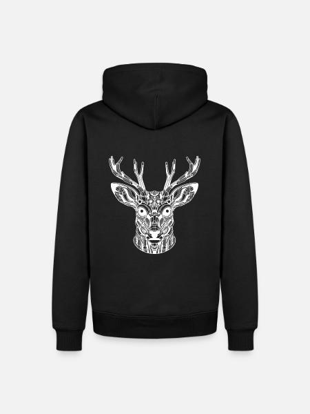 Biomechanical Deer - White Design - Men’s Premium Organic Hoodie - black