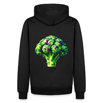 Brocoli géométrique abstrait - Design de couleur vibrante - Sweat à capuche Premium bio Homme - noir - Dos - Nico (187cm)