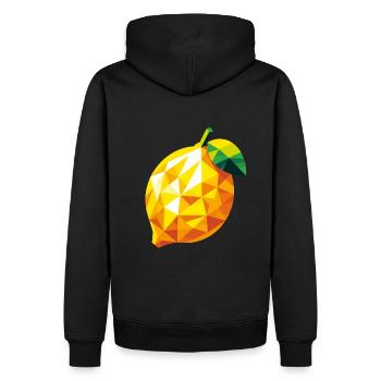 Abstrakte geometrische Zitrone - lebendiges Farbdesign - Männer Premium Bio Hoodie - Schwarz - Hinten - Nico (187cm)