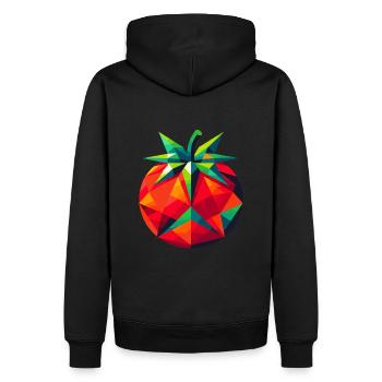 Abstrakte geometrische Tomate - Farbgestaltung - Männer Premium Bio Hoodie - Schwarz - Hinten - Nico (187cm)