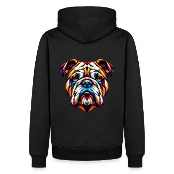 Lebendige geometrische Bulldogge: Polygon-Artwork - Männer Premium Bio Hoodie - Schwarz - Hinten - Nico (187cm)