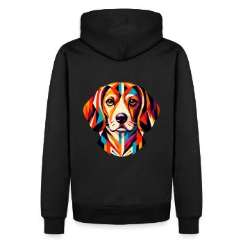 Farbenfroher geometrischer Beagle: Abstrakte Hundekunst - Männer Premium Bio Hoodie - Schwarz - Hinten - Nico (187cm)