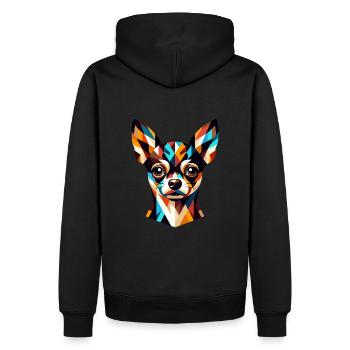Farbenfroher geometrischer Chihuahua: Moderne Hundekunst - Männer Premium Bio Hoodie - Schwarz - Hinten - Nico (187cm)