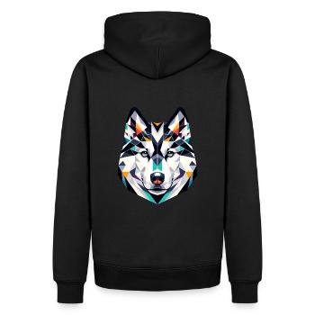 Siberian Husky Polygonales Porträt: Hundekunst - Männer Premium Bio Hoodie - Schwarz - Hinten - Nico (187cm)