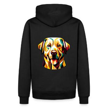 Labrador Patchwork vibrant : Design abstrait de chien - Sweat à capuche Premium bio Homme - noir - Dos - Nico (187cm)