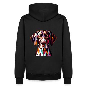Geometrischer Deutscher Zeiger: Dynamische Hundekunst - Männer Premium Bio Hoodie - Schwarz - Hinten - Nico (187cm)