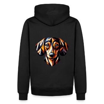Teckel coloré : œuvre d’art géométrique Low-Poly - Sweat à capuche Premium bio Homme - noir - Dos - Nico (187cm)