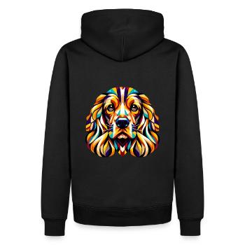 Geometrischer Cocker Spaniel: Symphonie der Formen - Männer Premium Bio Hoodie - Schwarz - Hinten - Nico (187cm)
