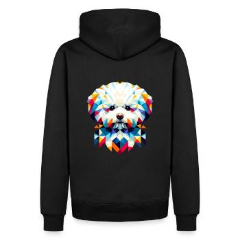Bichon frise géométrique : mosaïque canine abstraite - Sweat à capuche Premium bio Homme - noir - Dos - Nico (187cm)