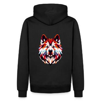 Portrait géométrique d’Akita : Art polygonal vibrant - Sweat à capuche Premium bio Homme - noir - Dos - Nico (187cm)