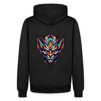 Polygonaler Dunkelelf: Mystische Fantasy-Kunst - Männer Premium Bio Hoodie - Schwarz - Hinten - Nico (187cm)