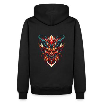 Démon géométrique : Illustration polygonale féroce - Sweat à capuche Premium bio Homme - noir - Dos - Nico (187cm)