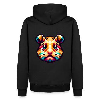 Portrait de hamster géométrique : Art polygonal coloré - Sweat à capuche Premium bio Homme - noir - Dos - Nico (187cm)