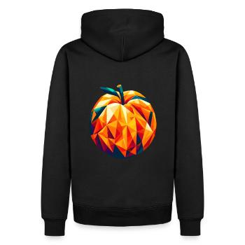 Geometrische Aprikose: Low-Poly-Fruchtkunst - Männer Premium Bio Hoodie - Schwarz - Hinten - Nico (187cm)