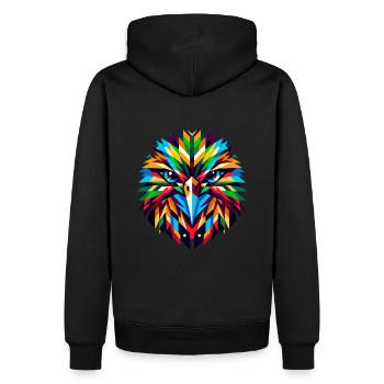 Oiseau Kiwi géométrique : Art de la mosaïque colorée - Sweat à capuche Premium bio Homme - noir - Dos - Nico (187cm)