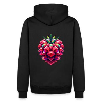 Geometrischer Himbeerbaum: Lebendiges Low-Poly-Artwork - Männer Premium Bio Hoodie - Schwarz - Hinten - Nico (187cm)